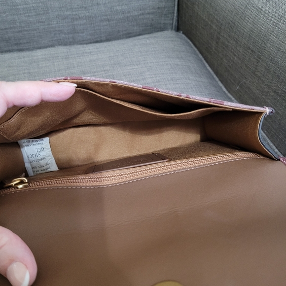 Coach CH828 Turner Colorblock Chambray Crossbody Messenger Bag Wine Multi - Picture 6 of 8